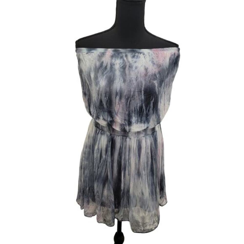 Gypsy‎ 05 100% Silk Watercolor Tie Dye Strapless Tube Dress Size Small